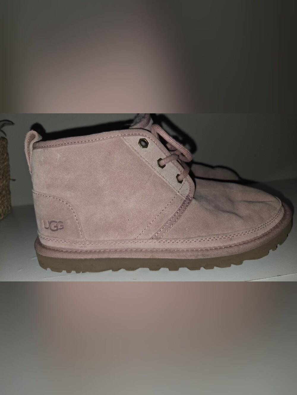 UGG Women Nuemel Lace-Up Ankle Boots in Light Blush/baby Pink Dusty Rose Size 8
